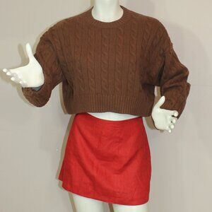 Aritzia Sunday Best Peggy Cropped crew neck wall blend knit Sweater size small